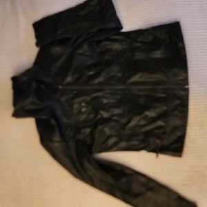 Buttery leather fitted jacket  high turtle neck style